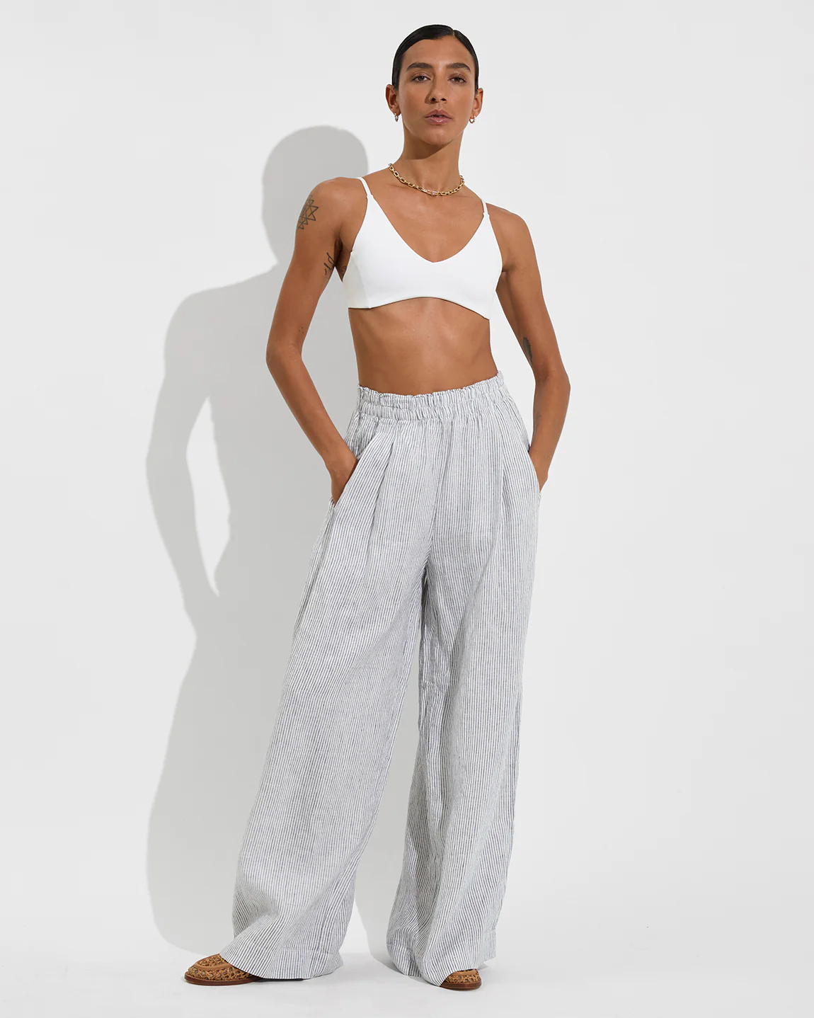 Coastal Pant - Coastal Stripe: Varsity / Coconut