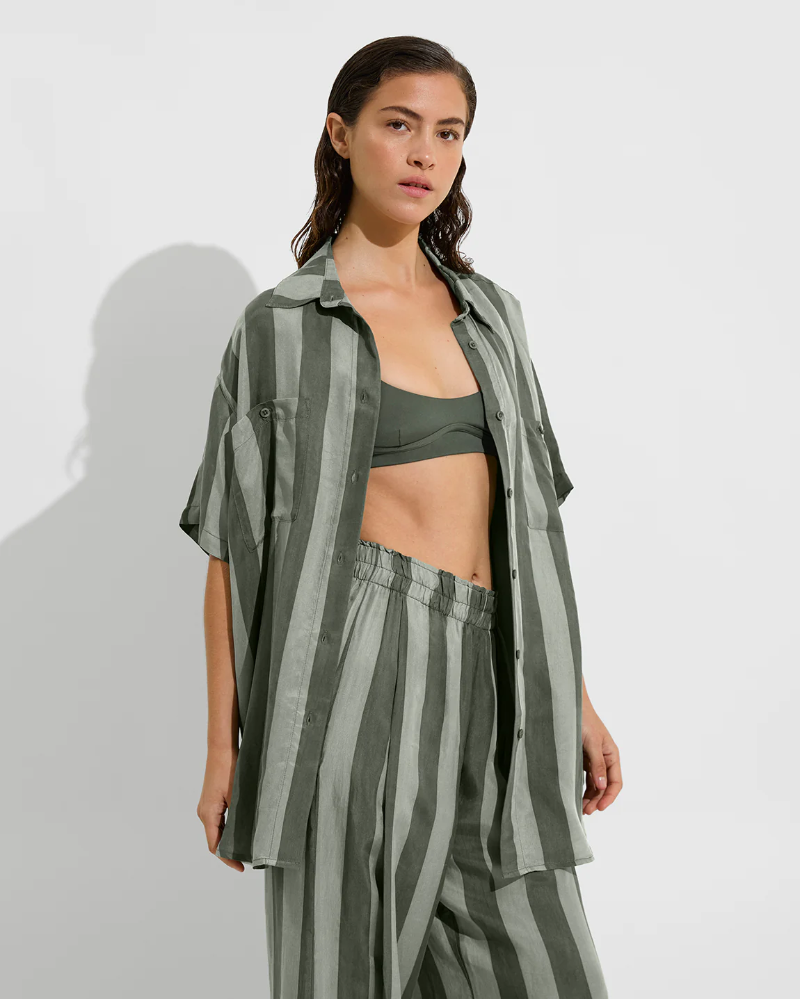 Day Trip Button Down - Poolside Stripe: Agave / Light Agave - Image 3