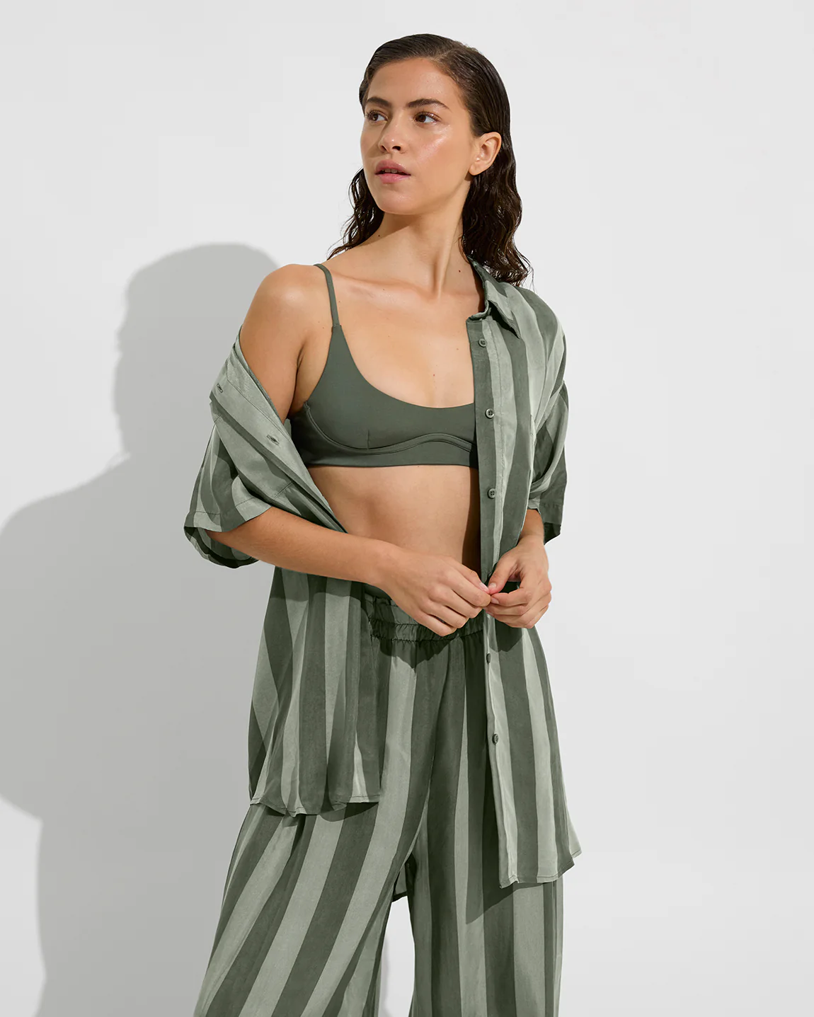 Day Trip Button Down - Poolside Stripe: Agave / Light Agave - Image 4