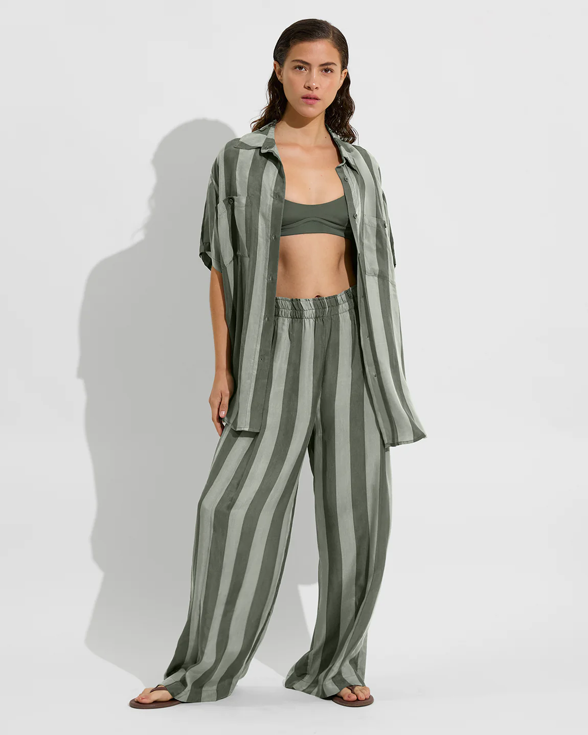 Day Trip Button Down - Poolside Stripe: Agave / Light Agave - Image 6