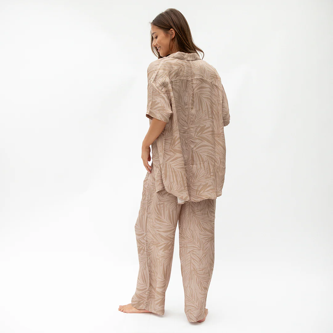 Day Trip Button Down - Petite Palm Fronds Tan - Image 5