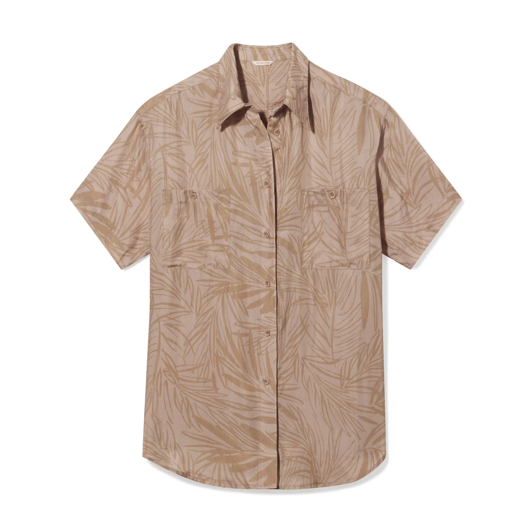 Day Trip Button Down - Petite Palm Fronds Tan - Image 8