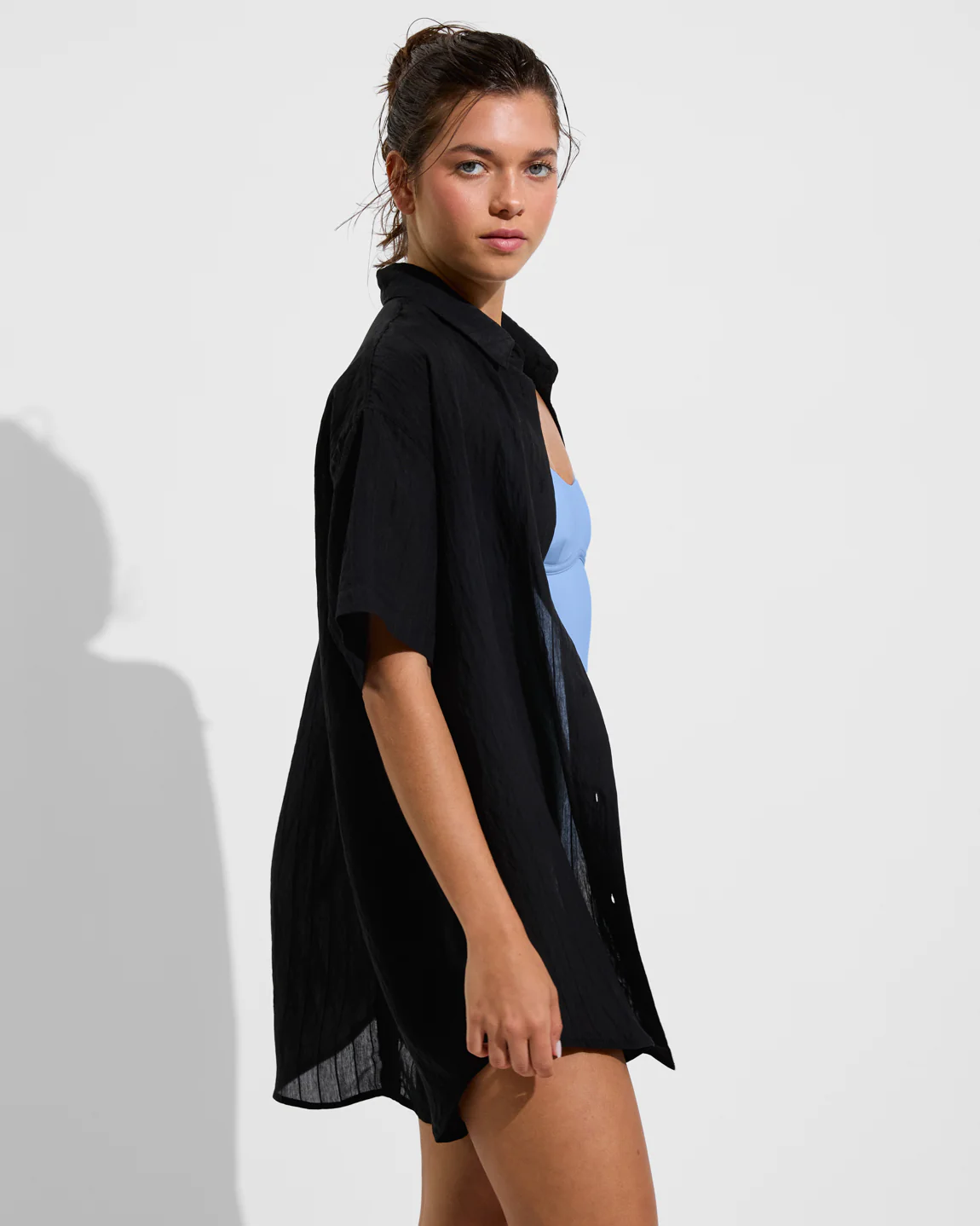 Day Trip Button Down *Sheer Stripe - Jet - Image 3