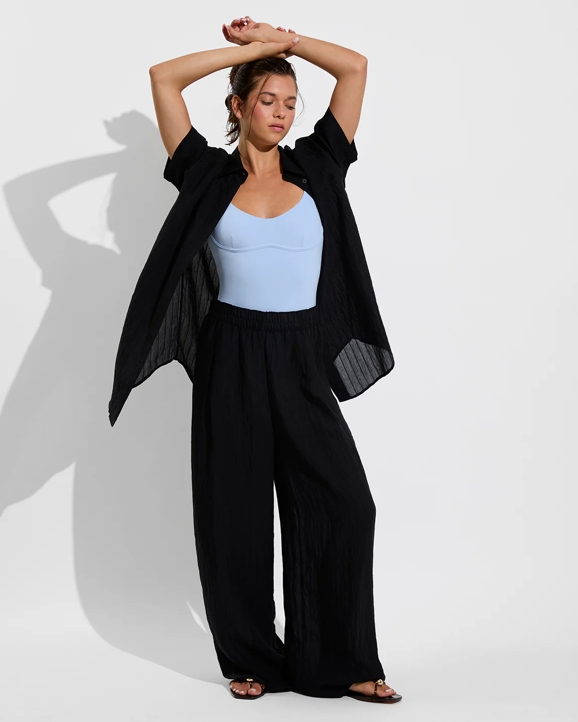 Day Trip Button Down *Sheer Stripe - Jet - Image 4