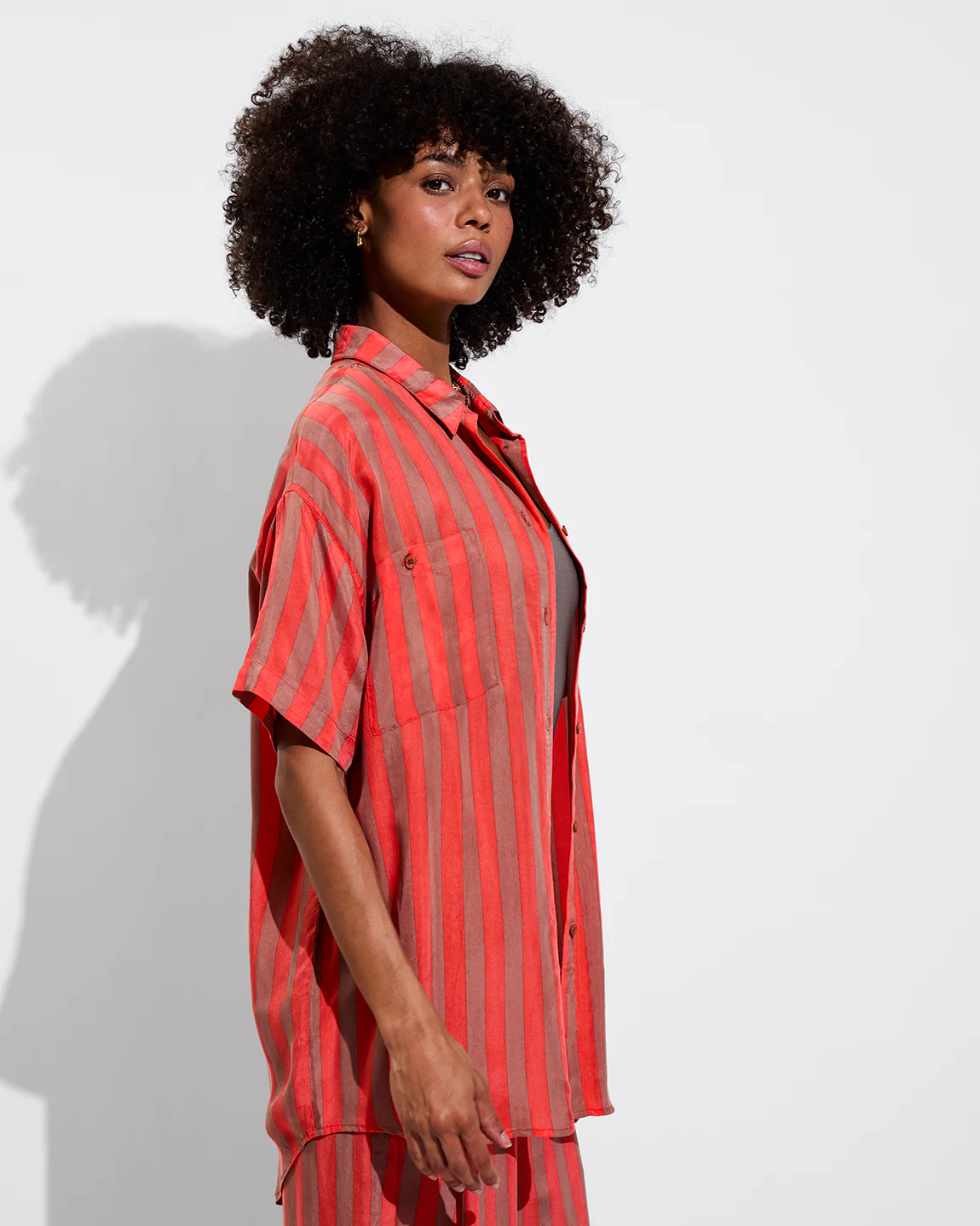 Day Trip Button Down - Sports Stripe: Mirage / Aperol - Image 3