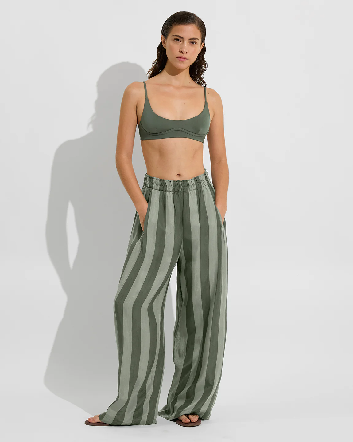 Day Trip Pant - Poolside Stripe: Agave / Light Agave