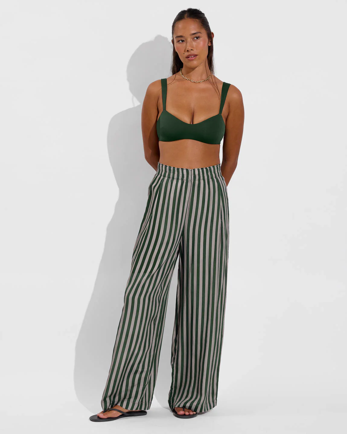 Day Trip Pant - Riviera Stripe: Palm / Beach