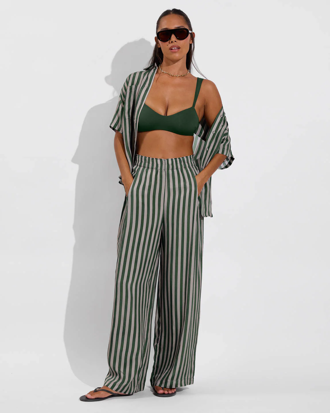 Day Trip Button Down - Riviera Stripe: Palm / Beach - Image 4