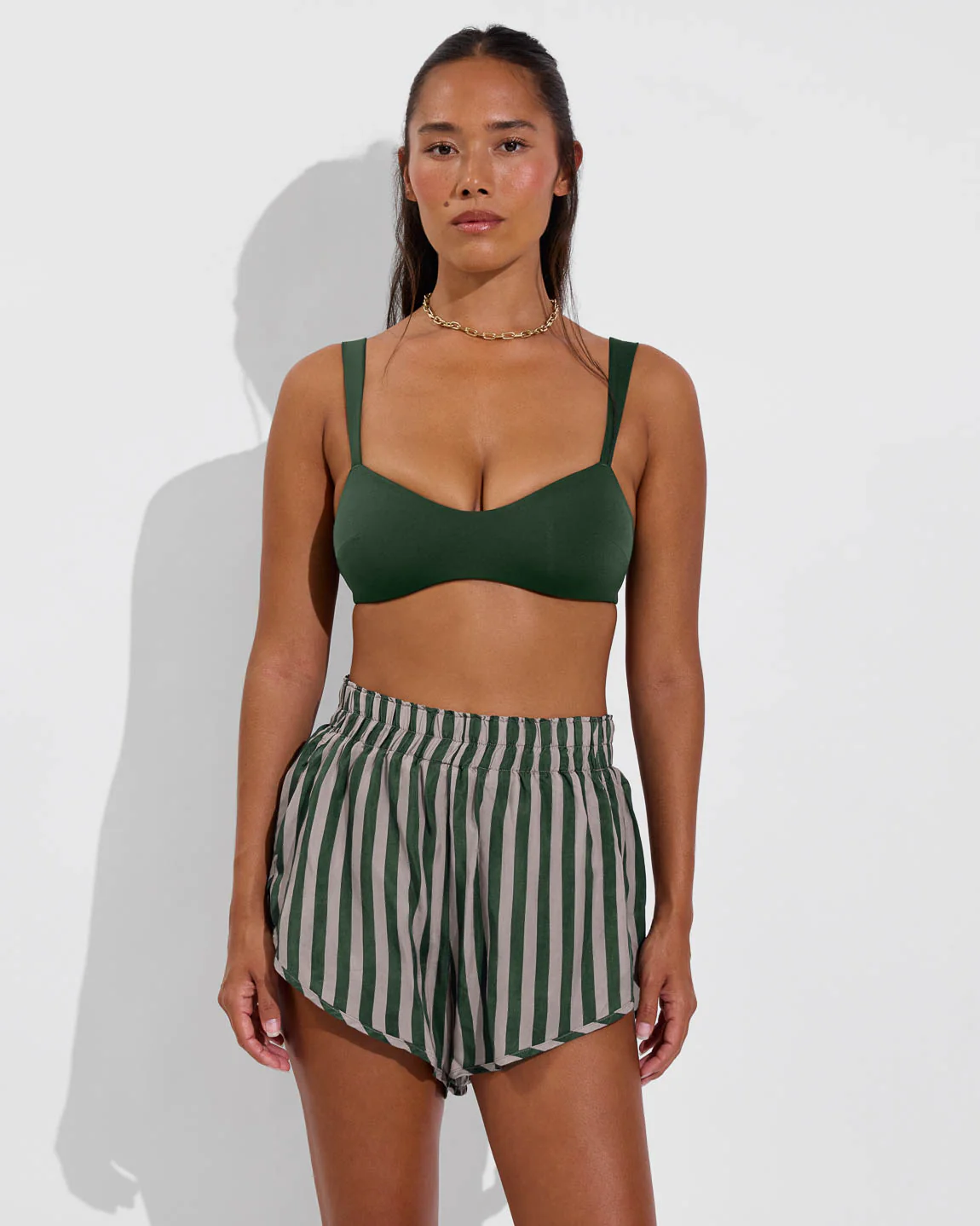Day Trip Short - Riviera Stripe: Palm / Beach