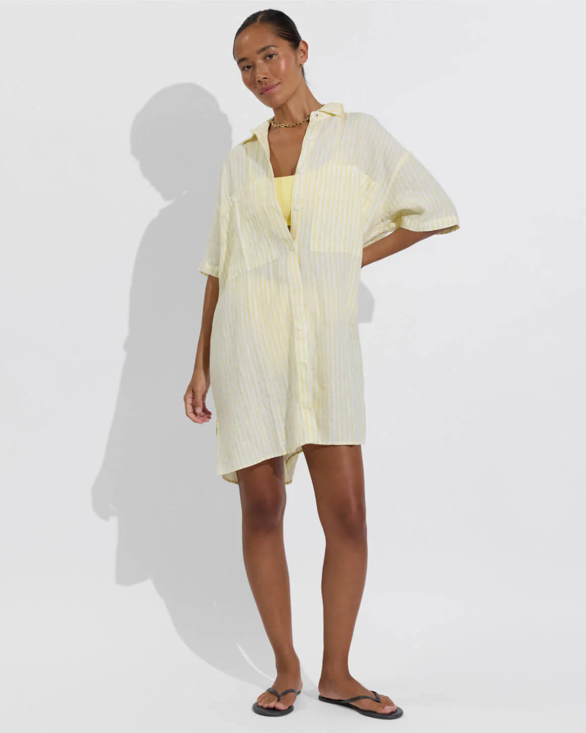 Getaway Mini Dress - Bungalow Stripe: Melt / Coconut - Image 5