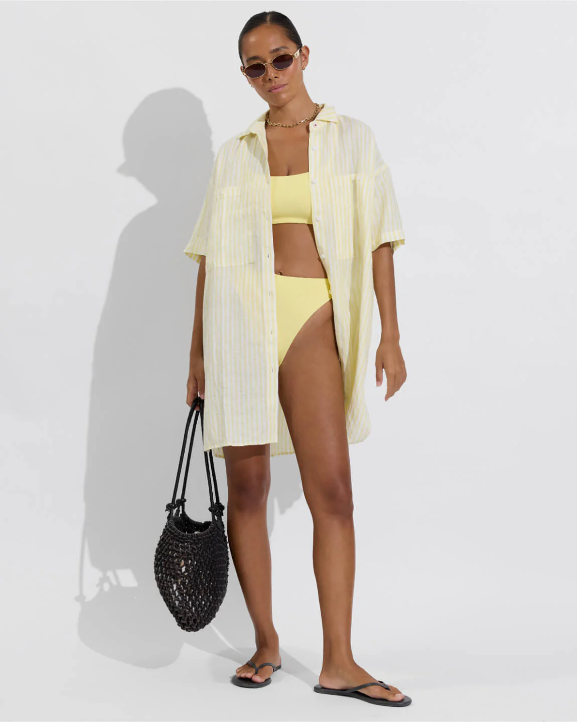 Getaway Mini Dress - Bungalow Stripe: Melt / Coconut - Image 7