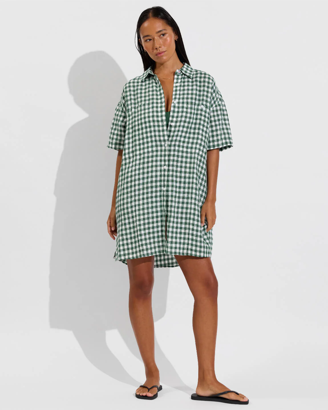 Getaway Mini Dress - Gingham: Tropics / Coconut
