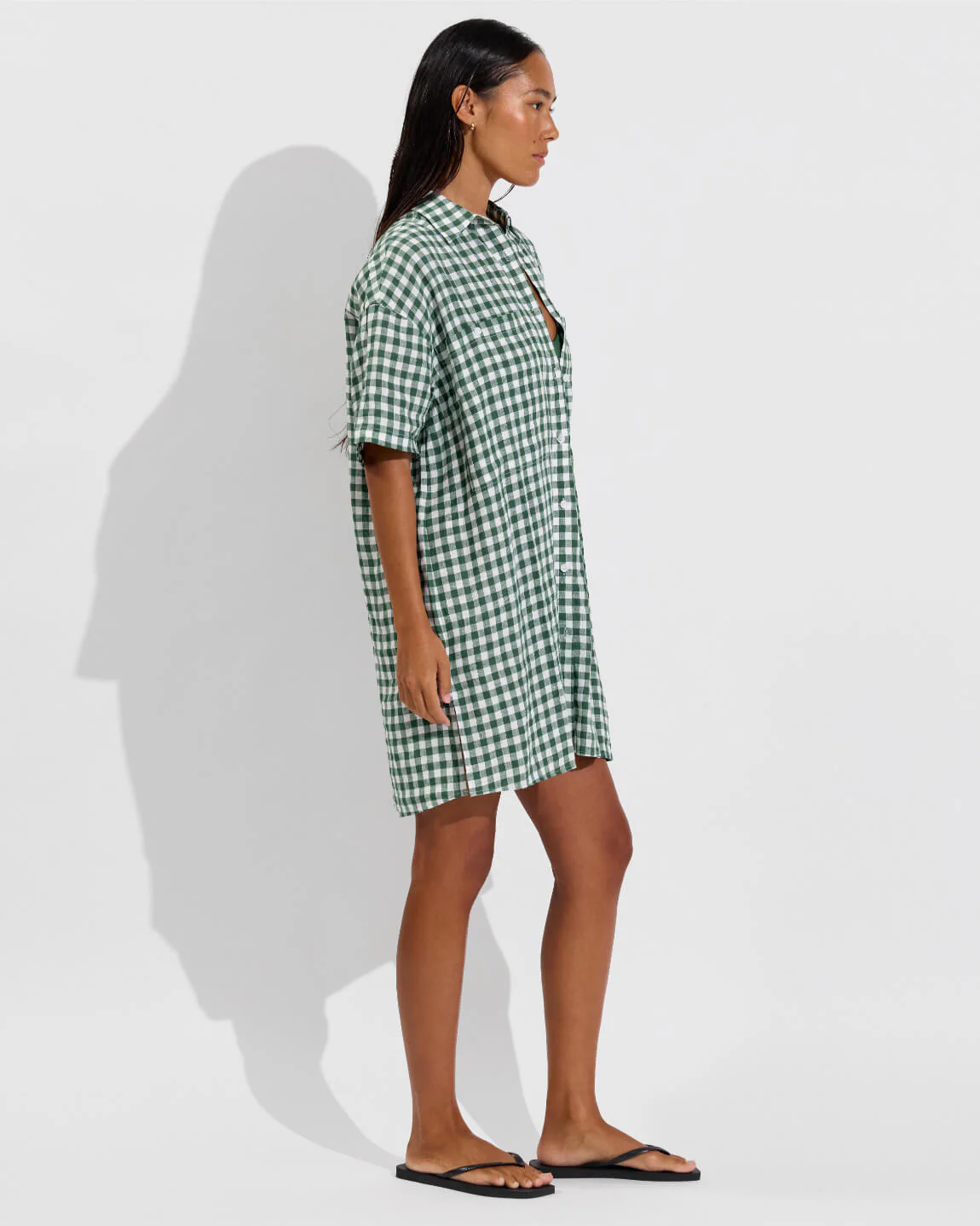 Getaway Mini Dress - Gingham: Tropics / Coconut - Image 3