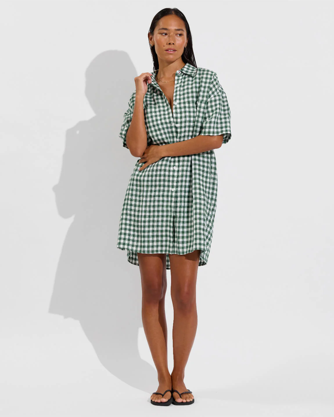 Getaway Mini Dress - Gingham: Tropics / Coconut - Image 4