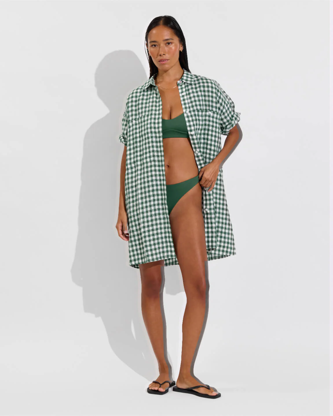 Getaway Mini Dress - Gingham: Tropics / Coconut - Image 6