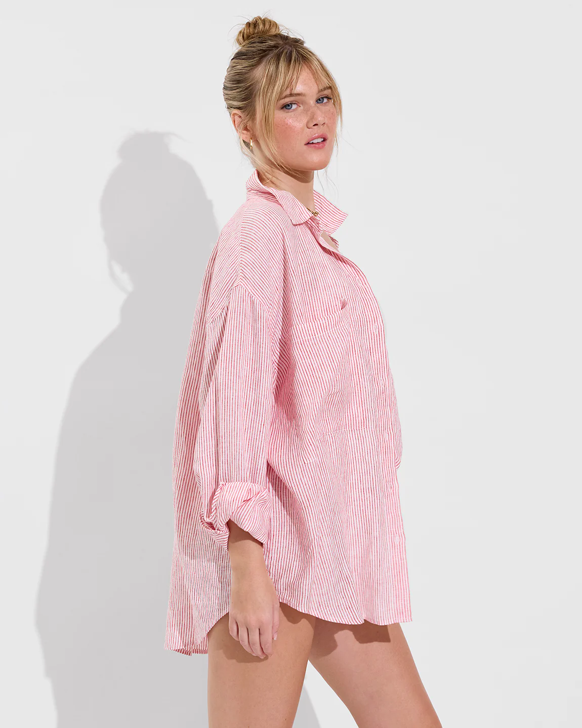 Getaway Button Down - Coastal Stripe: Sweet Chili Heat / Coconut - Image 3