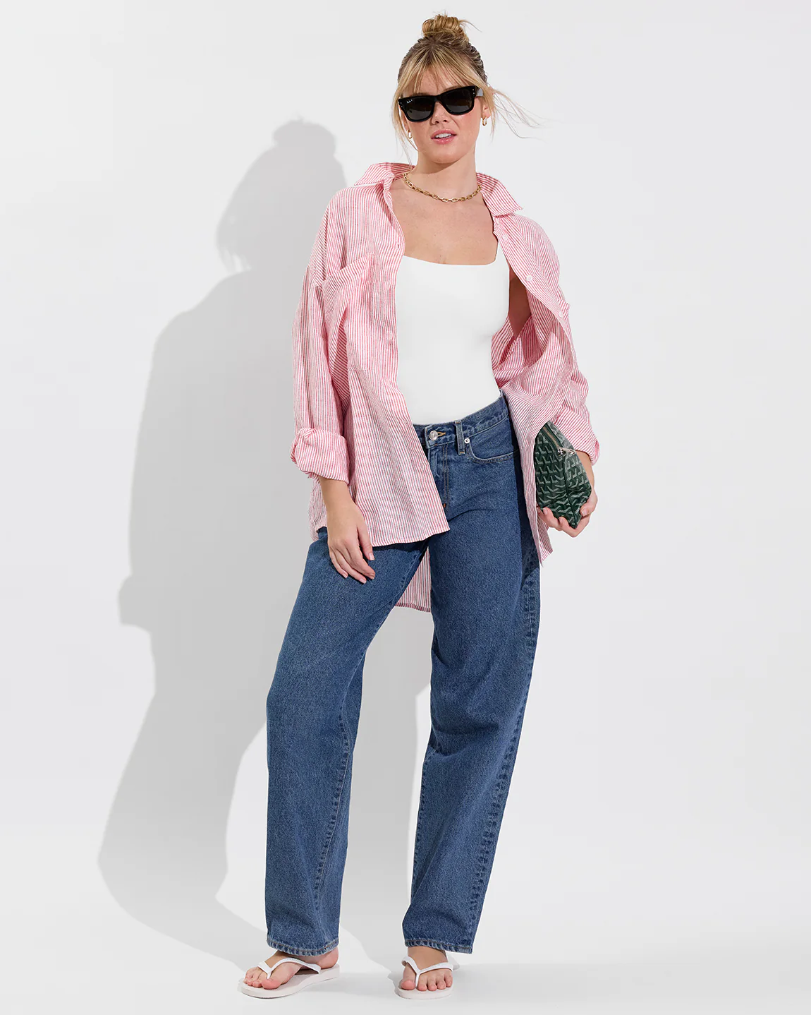 Getaway Button Down - Coastal Stripe: Sweet Chili Heat / Coconut - Image 5