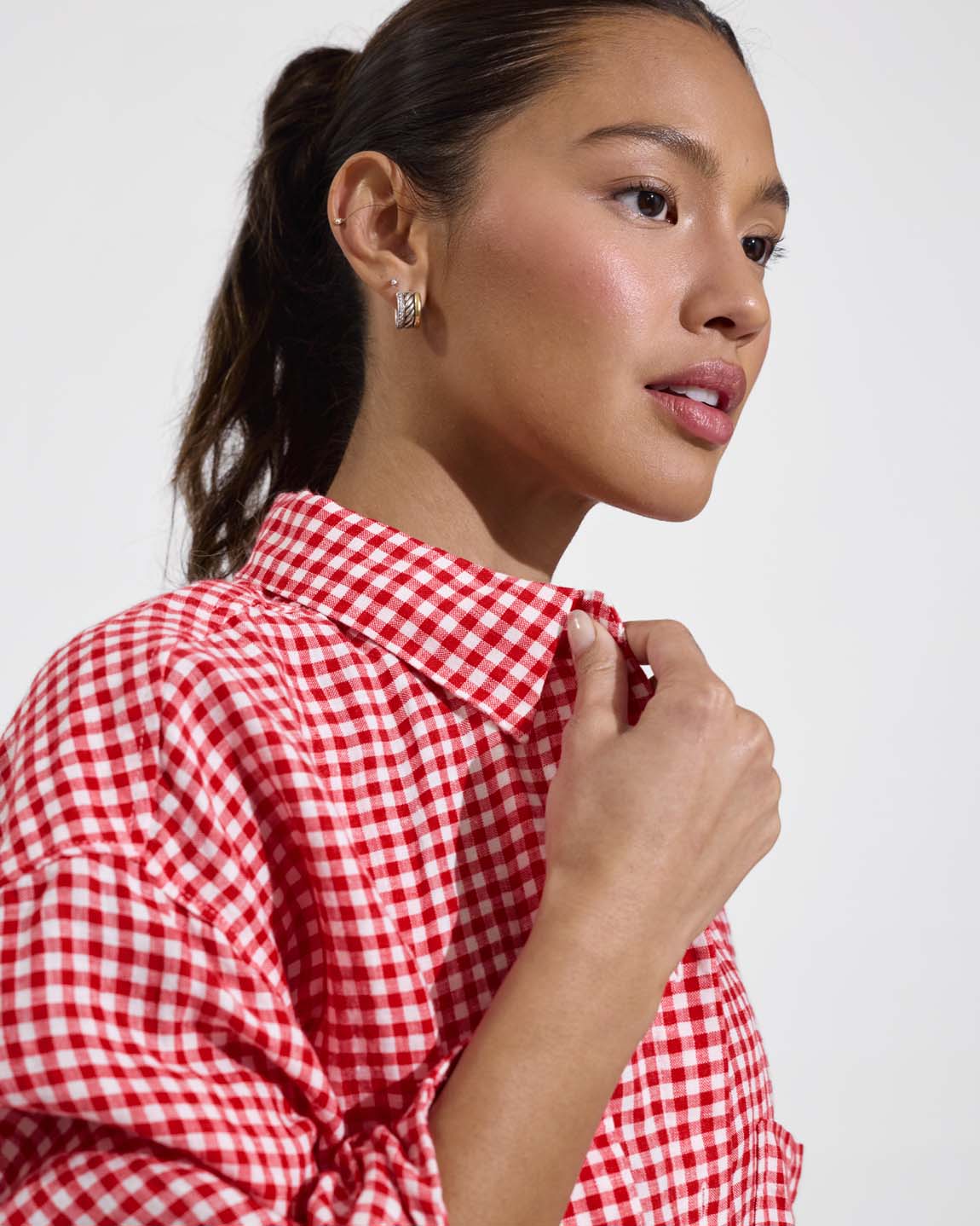 Getaway Button Down - Gingham: Sweet Chili Heat / Coconut - Image 6