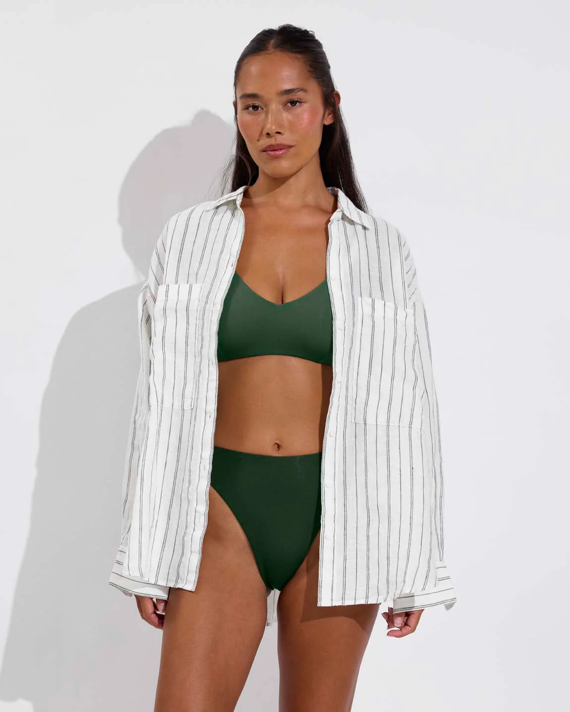 Getaway Button Down - Sandbar Stripe: Coconut / Tropics