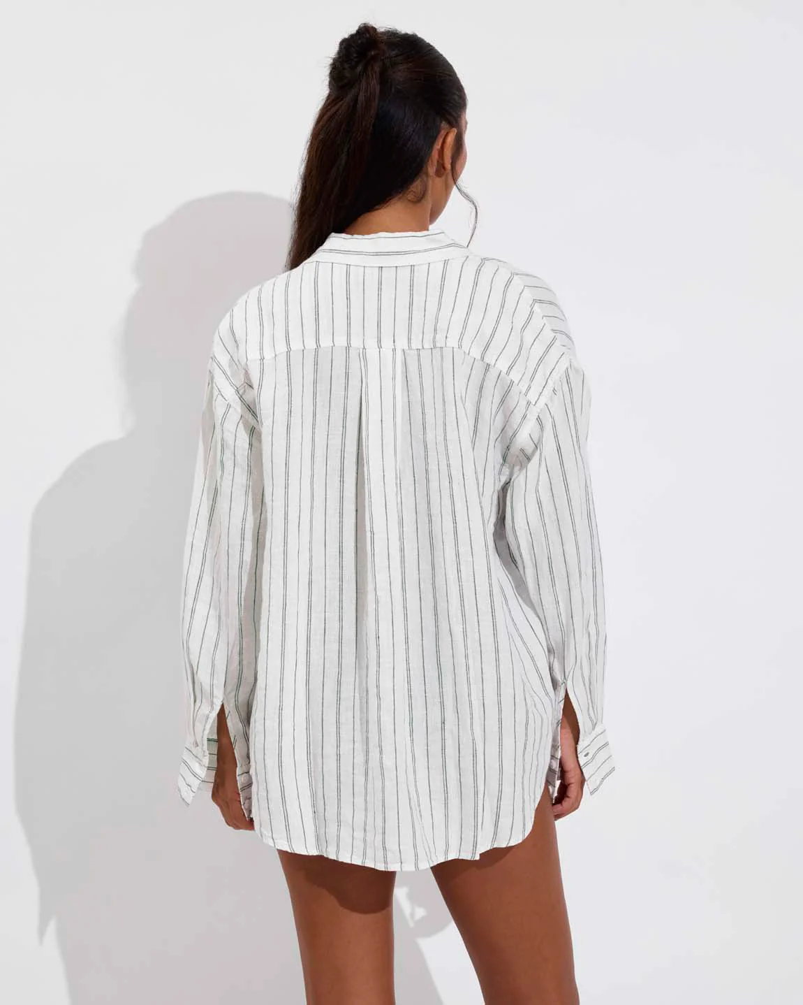 Getaway Button Down - Sandbar Stripe: Coconut / Tropics - Image 2