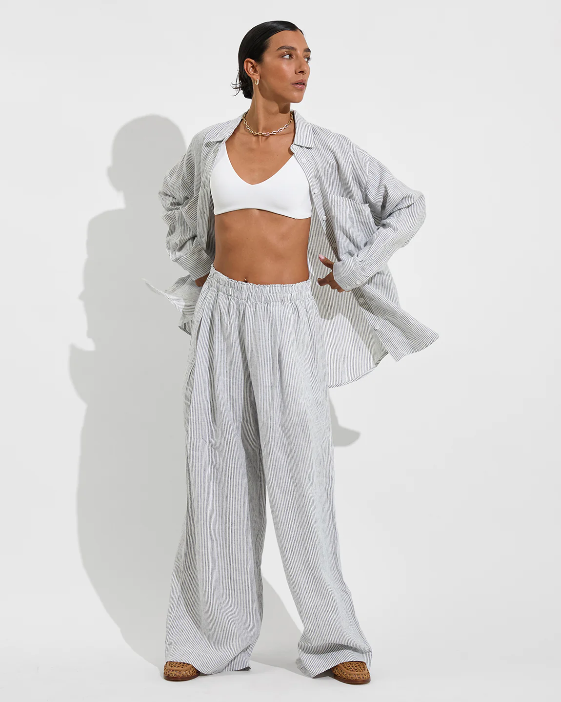 Getaway Button Down - Coastal Stripe: Varsity / Coconut - Image 7