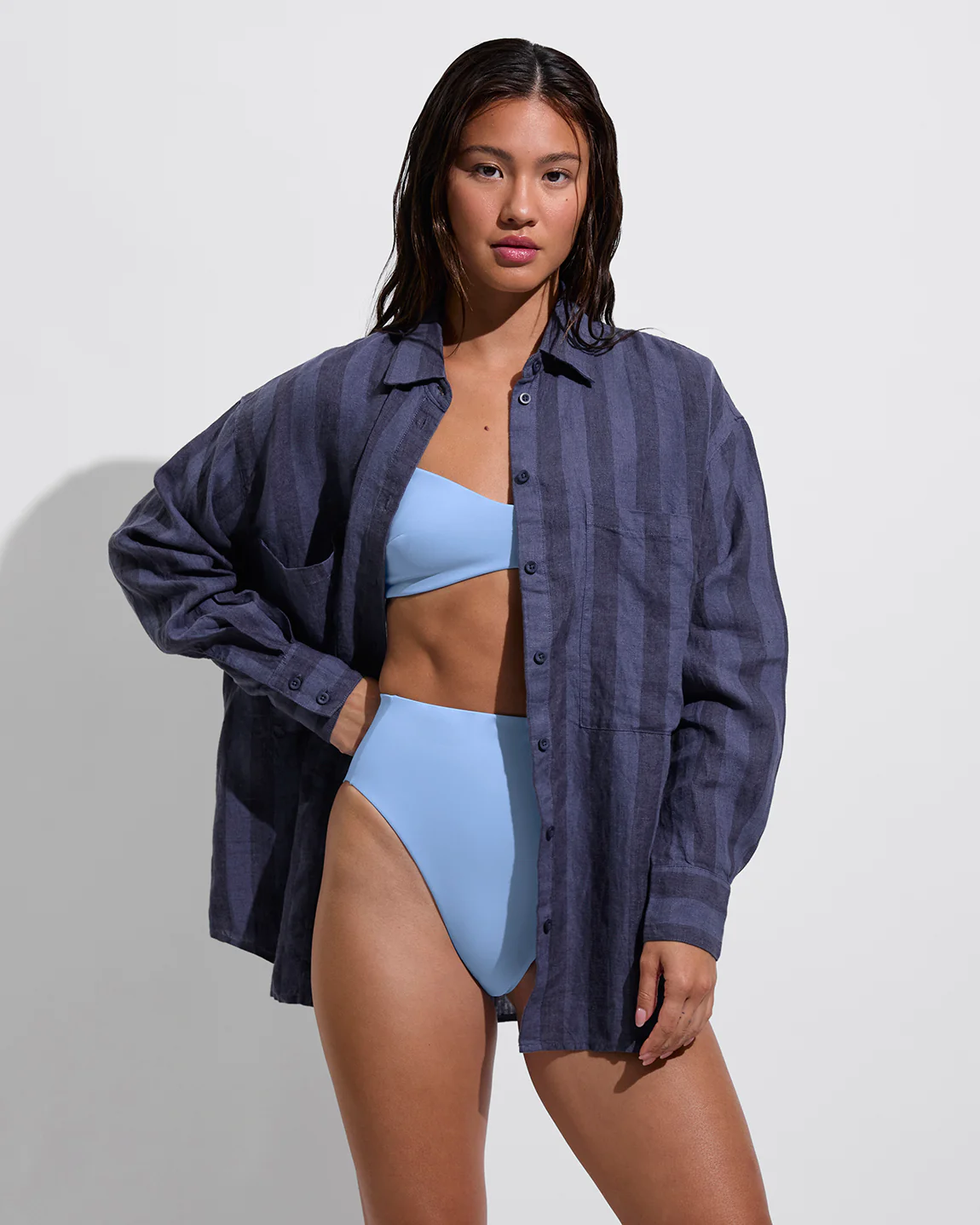 Getaway Button Down - Poolside Stripe: Varsity / Sprint