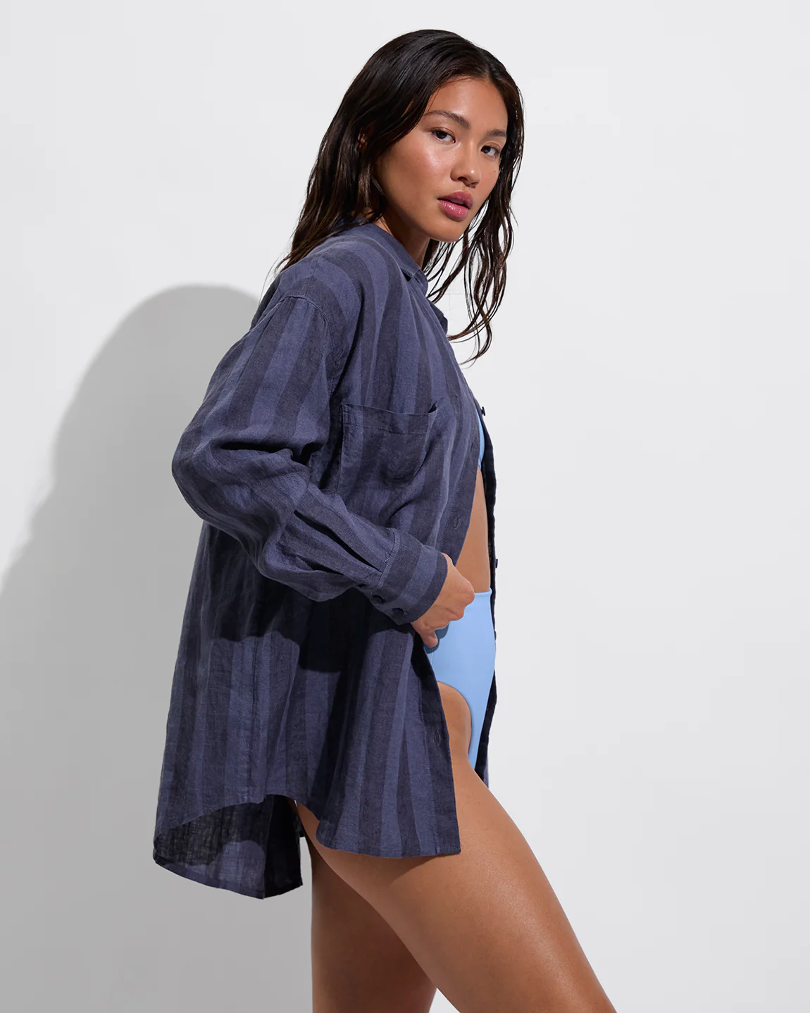 Getaway Button Down - Poolside Stripe: Varsity / Sprint - Image 3