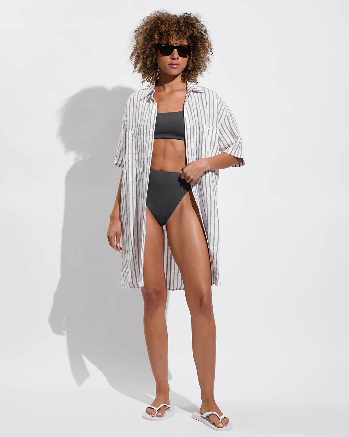 Getaway Mini Dress - Classic Stripe: Stormy / Coconut - Image 5