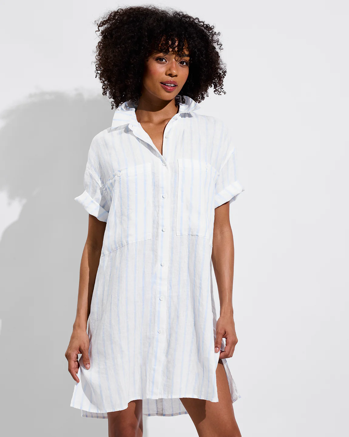 Getaway Mini Dress - Daybreak Stripe: Blue Skies / Coconut