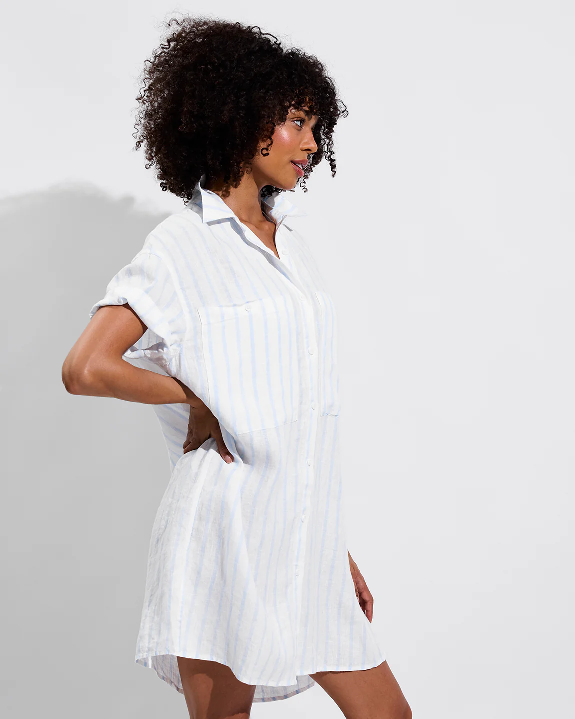 Getaway Mini Dress - Daybreak Stripe: Blue Skies / Coconut - Image 3