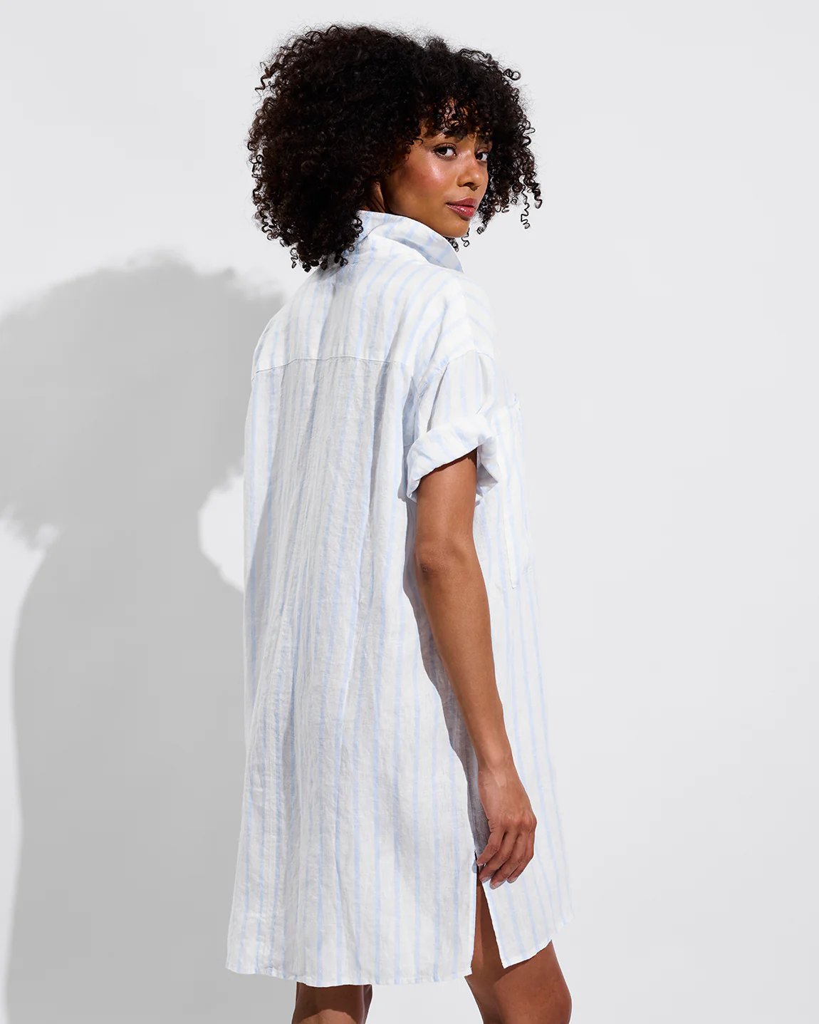 Getaway Mini Dress - Daybreak Stripe: Blue Skies / Coconut - Image 4