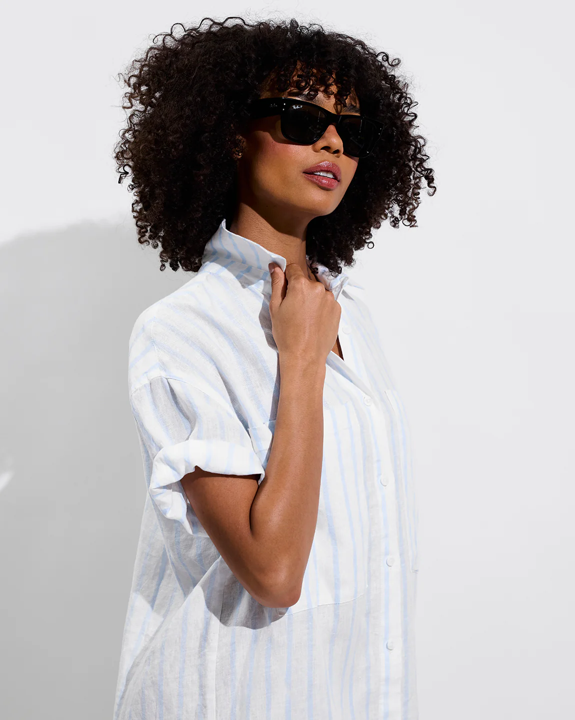 Getaway Mini Dress - Daybreak Stripe: Blue Skies / Coconut - Image 5