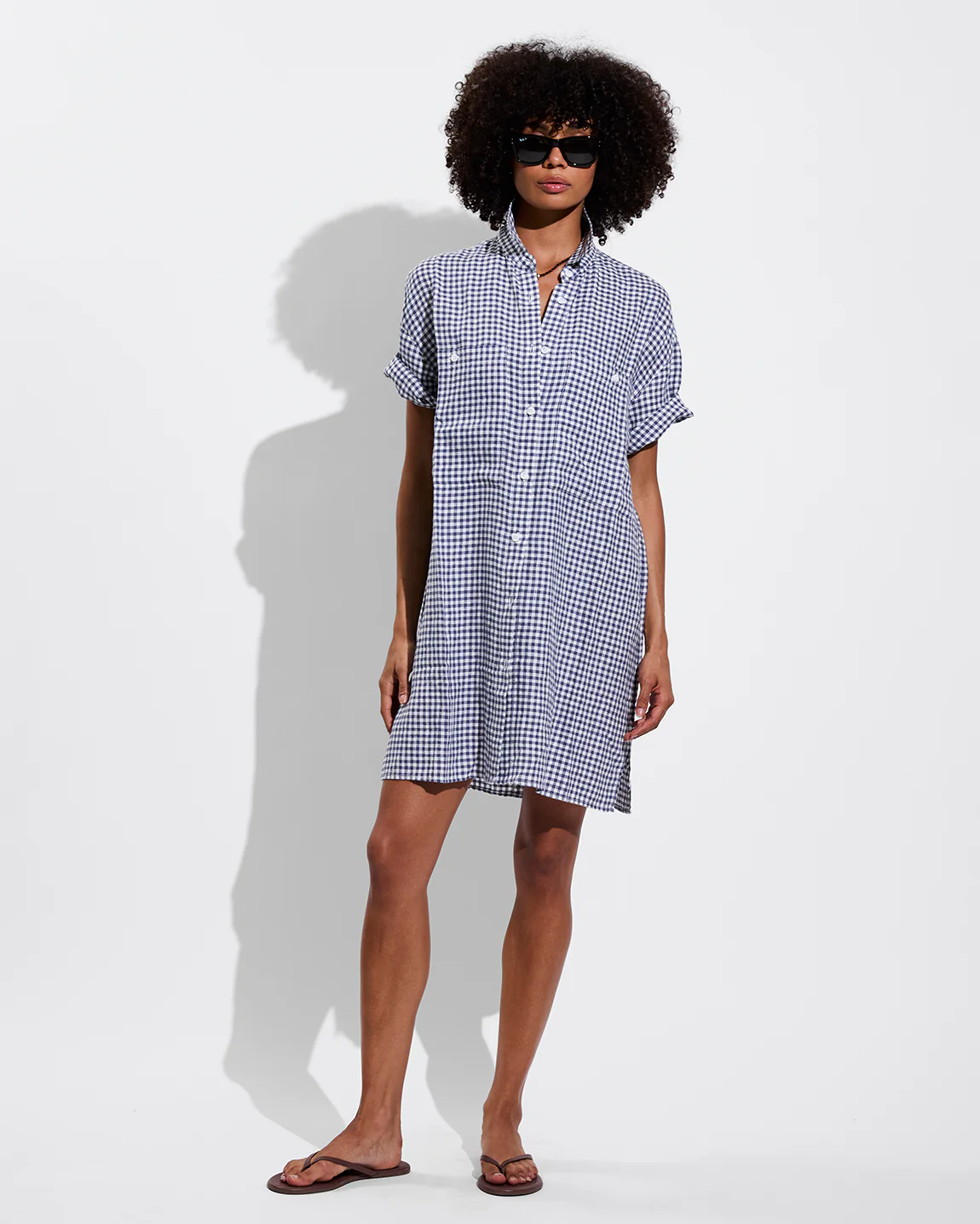 Getaway Mini Dress - Gingham: Varsity / Coconut