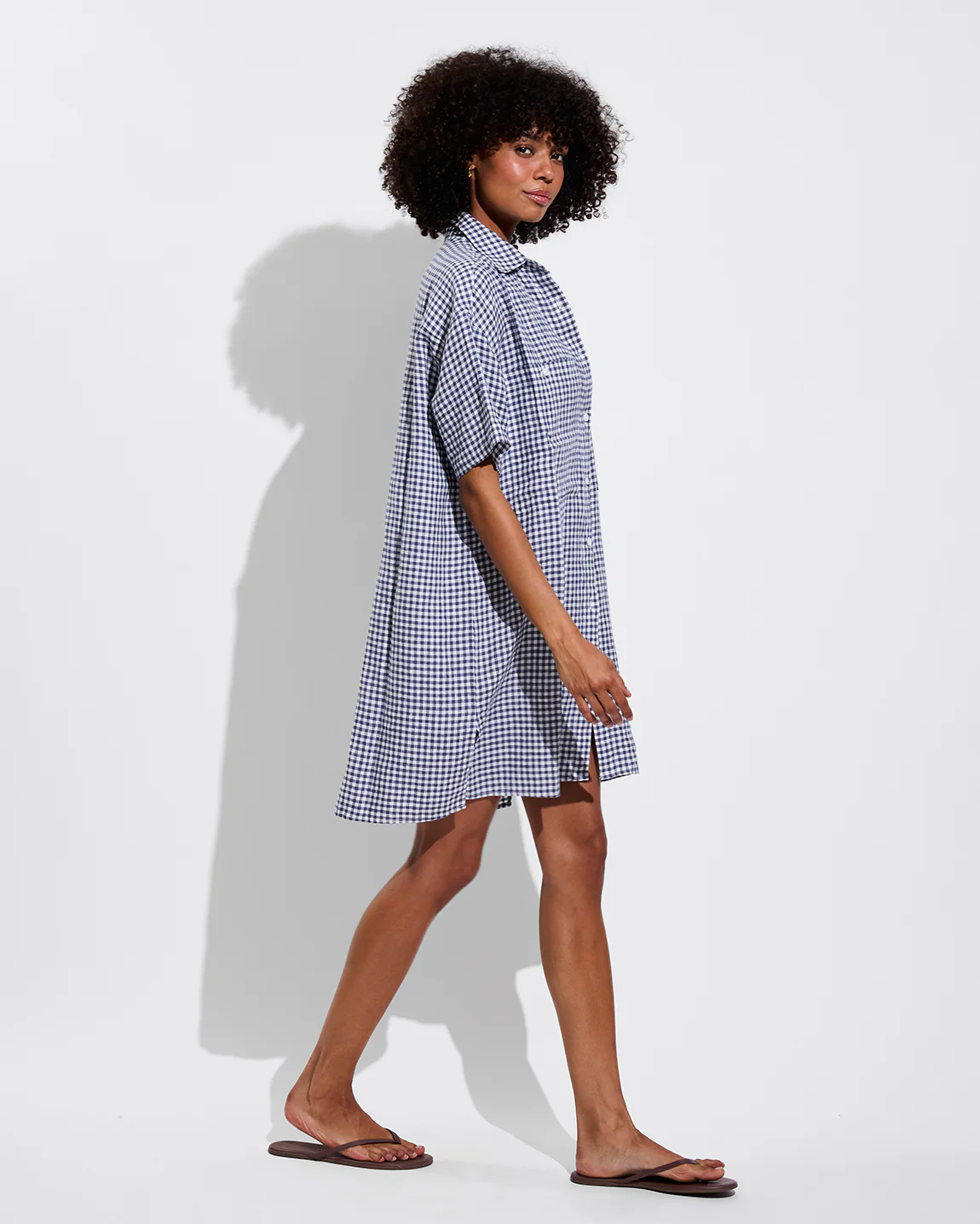 Getaway Mini Dress - Gingham: Varsity / Coconut - Image 3