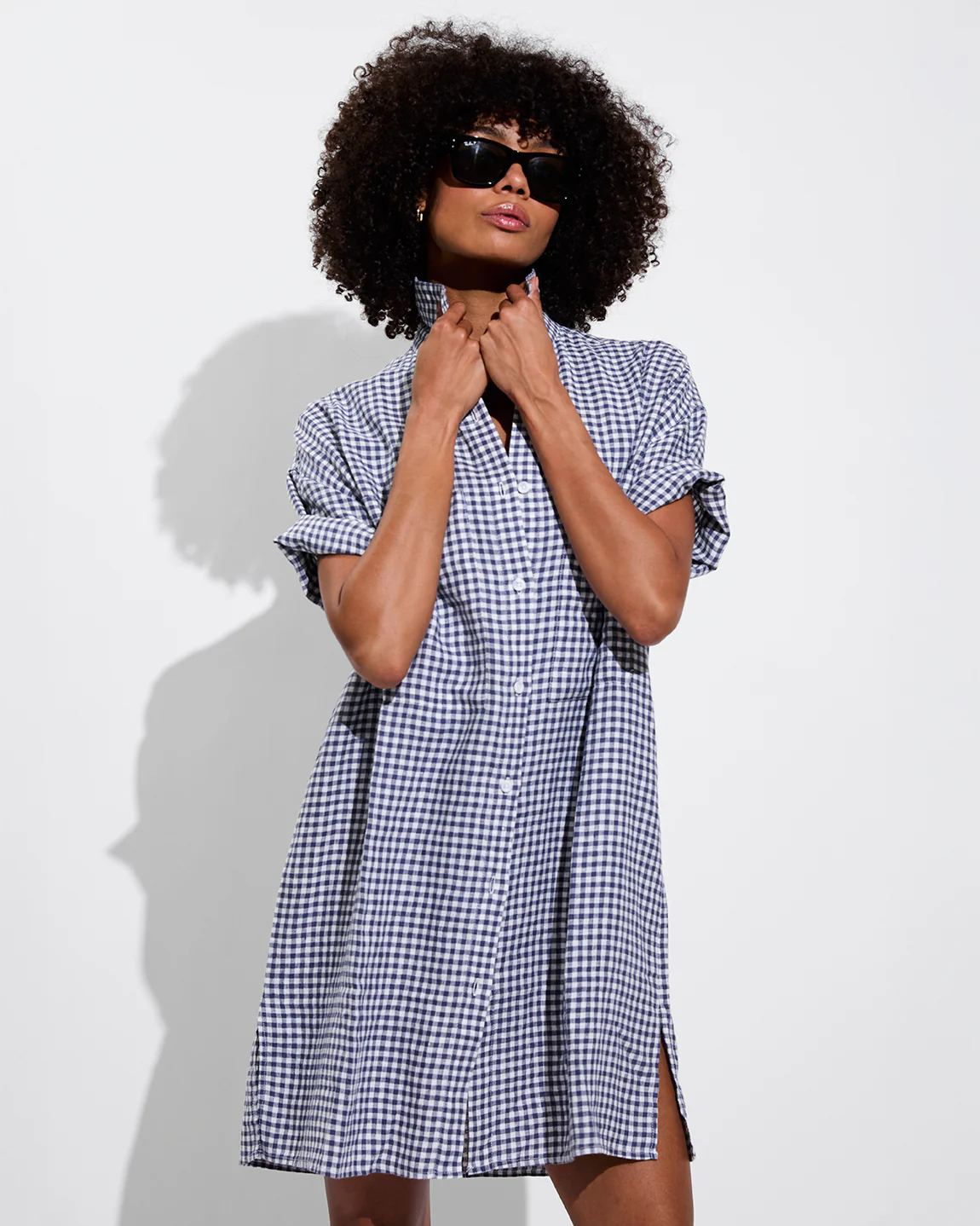 Getaway Mini Dress - Gingham: Varsity / Coconut - Image 6