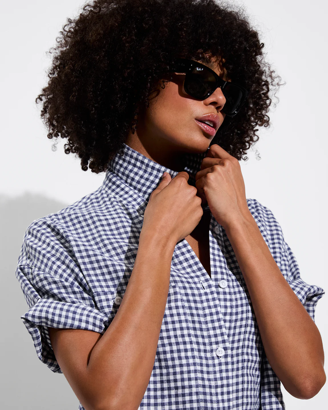 Getaway Mini Dress - Gingham: Varsity / Coconut - Image 7
