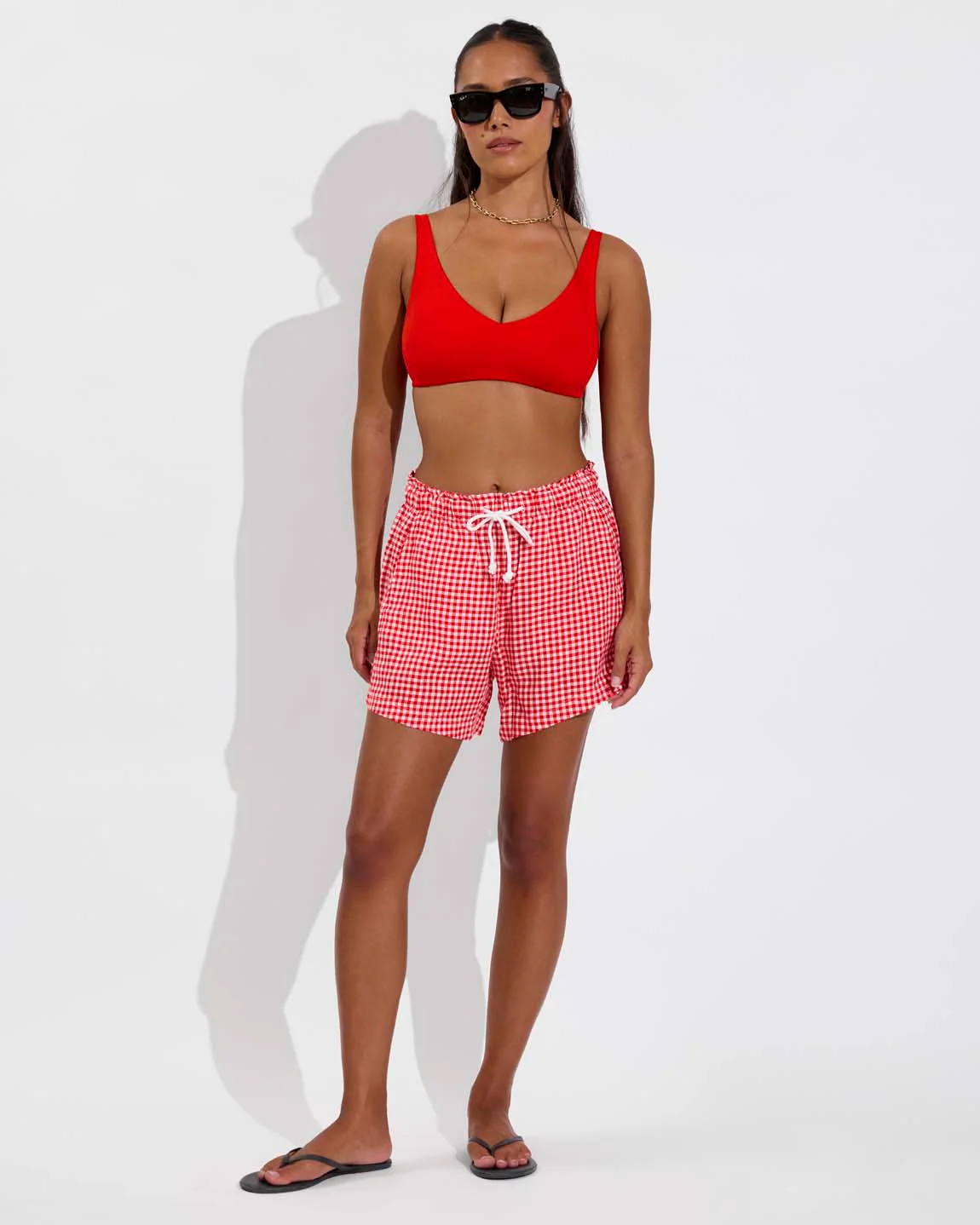 Getaway Short 5" - Gingham: Sweet Chili Heat / Coconut - Image 5