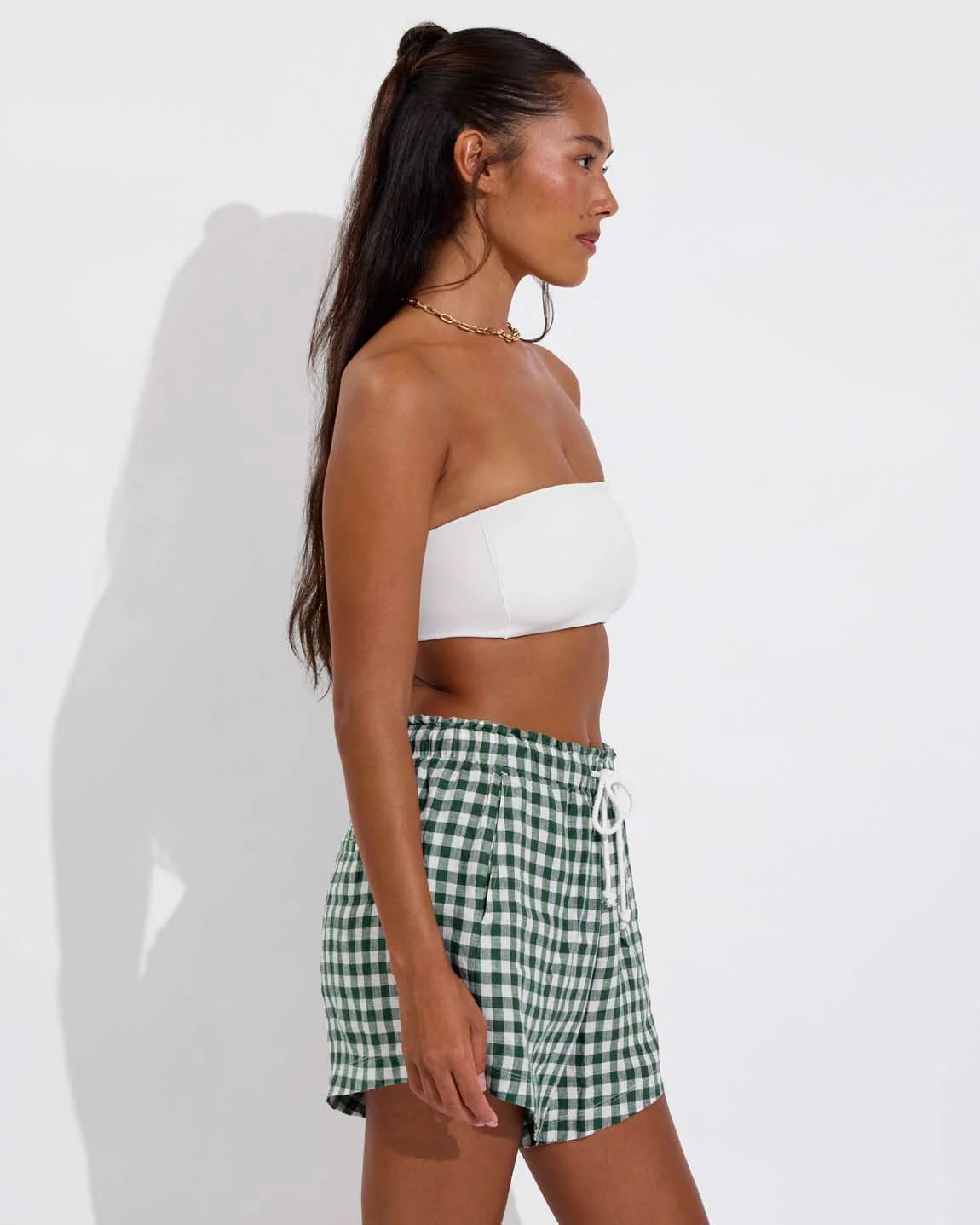 Getaway Short 5" - Gingham: Tropics / Coconut - Image 3