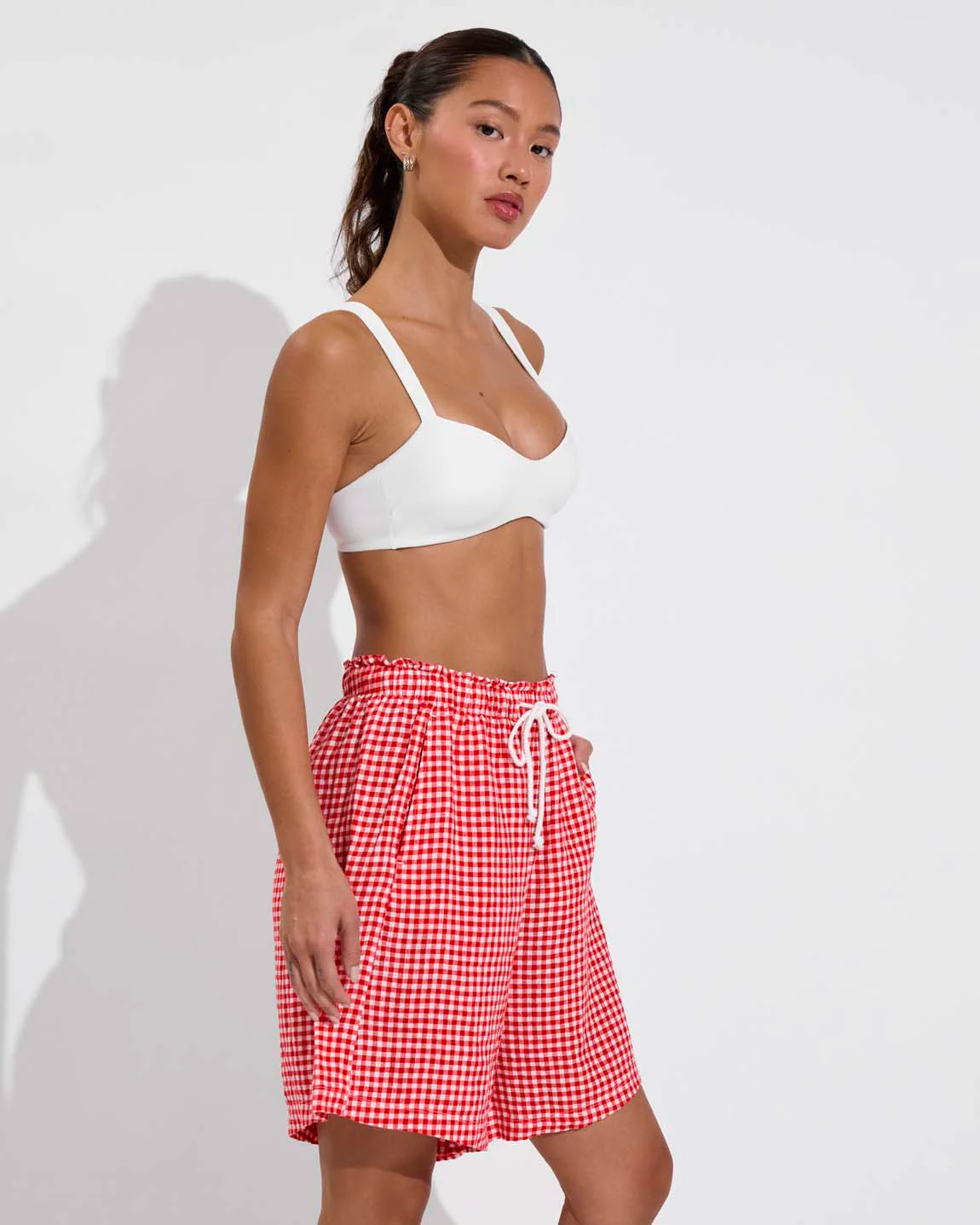 Getaway Short 9" - Gingham: Sweet Chili Heat / Coconut - Image 3