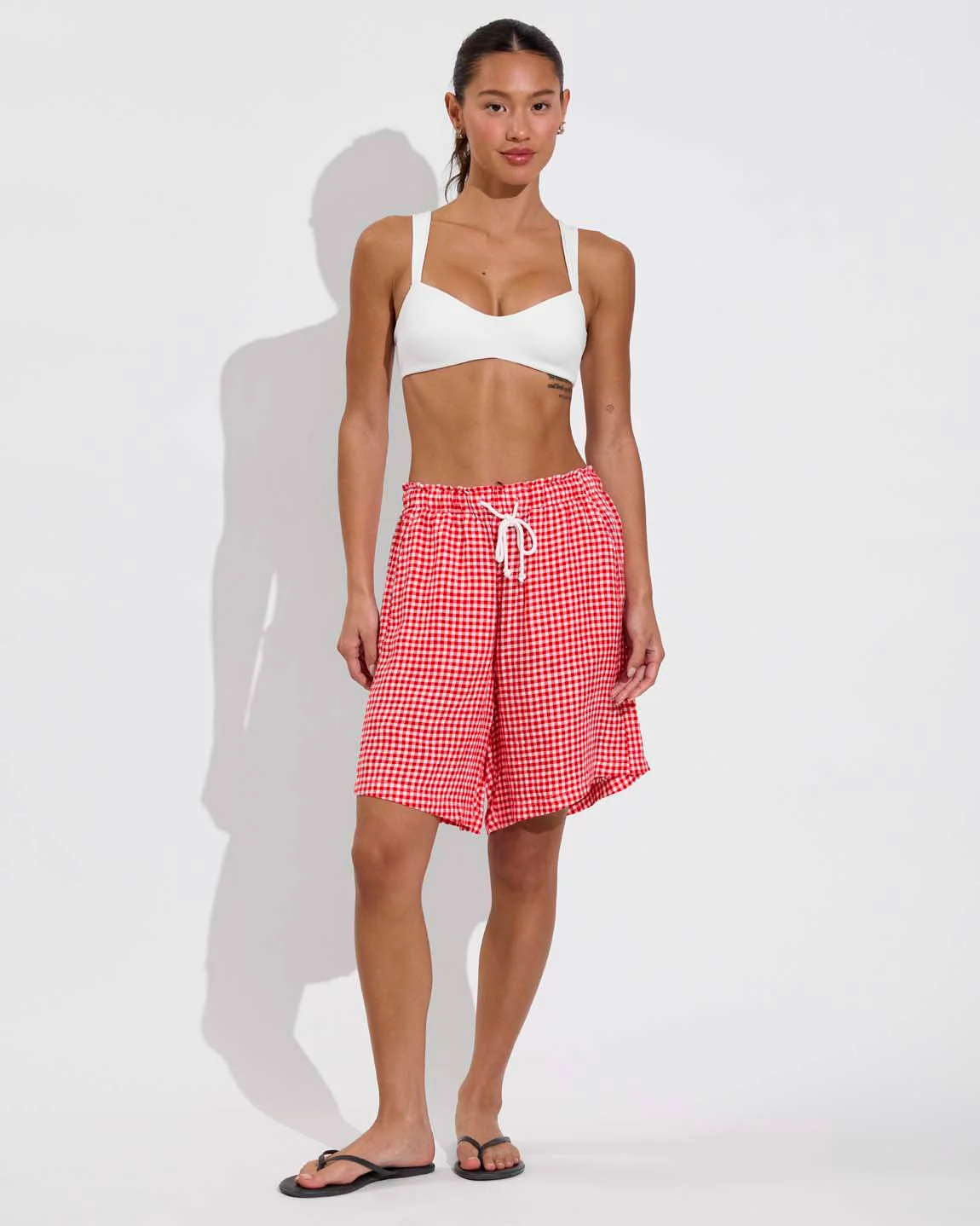 Getaway Short 9" - Gingham: Sweet Chili Heat / Coconut - Image 5