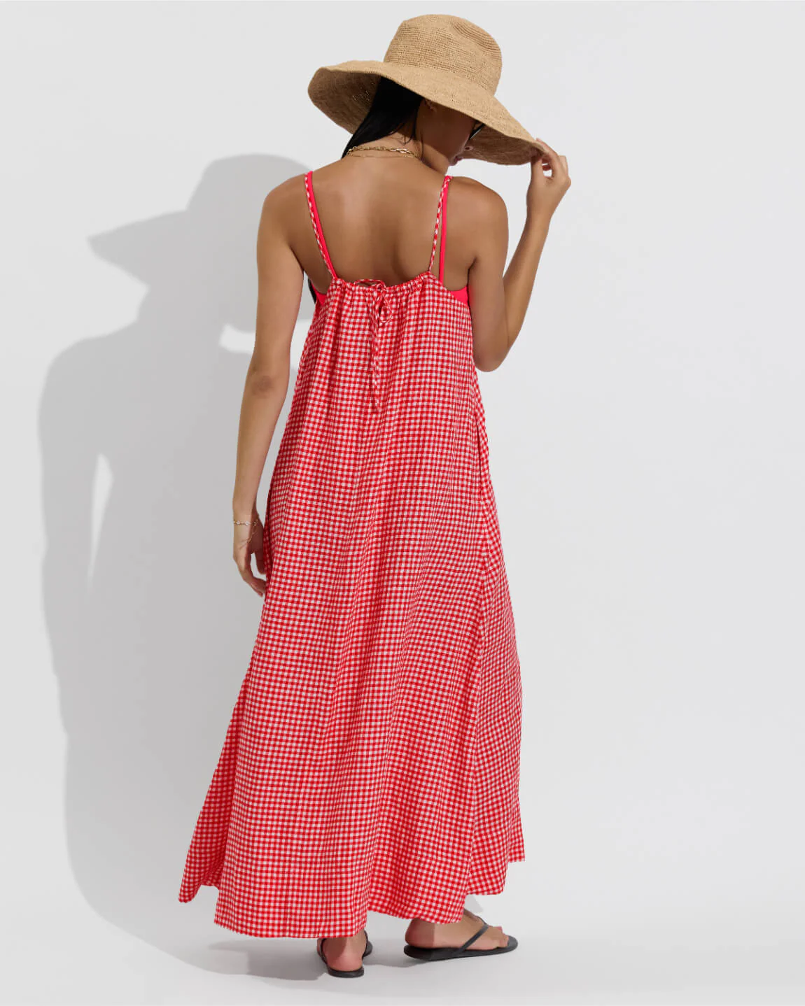 Leisure Maxi Dress - Gingham: Sweet Chili Heat / Coconut - Image 2