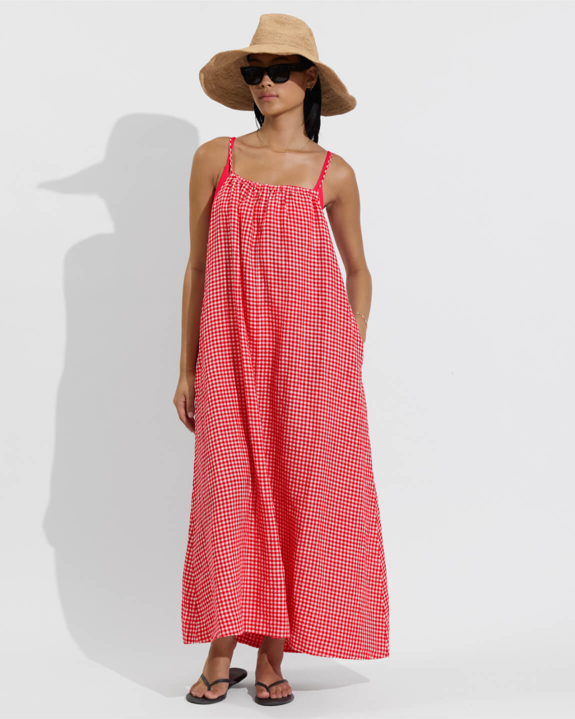 Leisure Maxi Dress - Gingham: Sweet Chili Heat / Coconut - Image 6