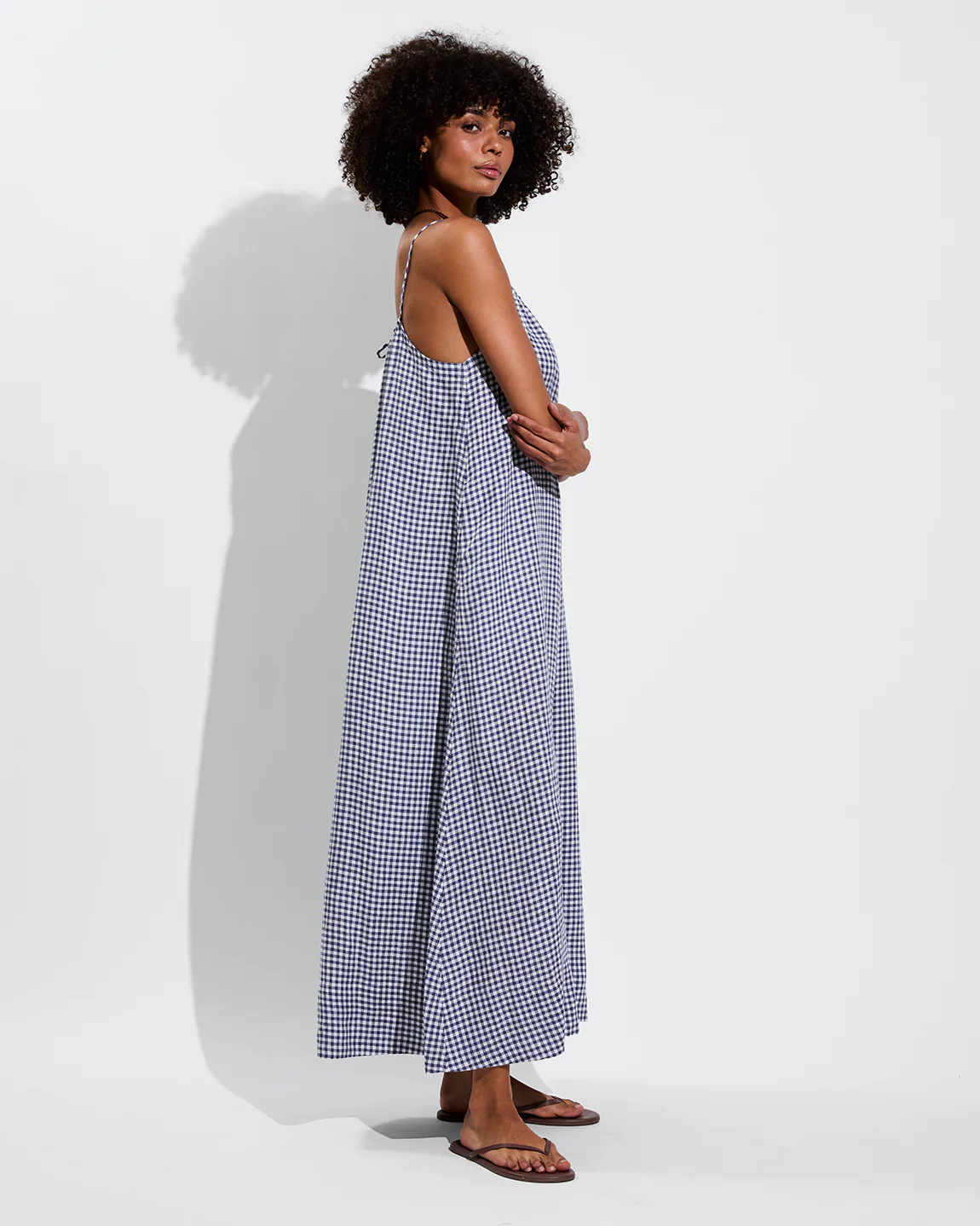 Leisure Maxi Dress - Gingham: Varsity / Coconut - Image 3