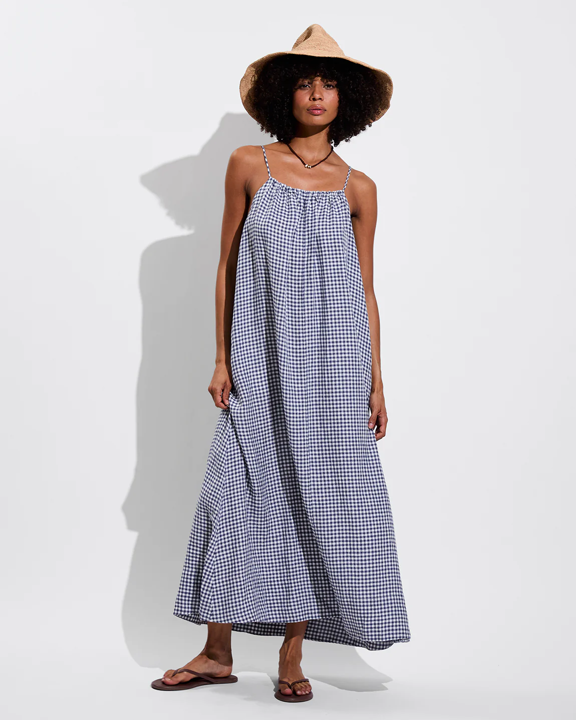 Leisure Maxi Dress - Gingham: Varsity / Coconut - Image 5