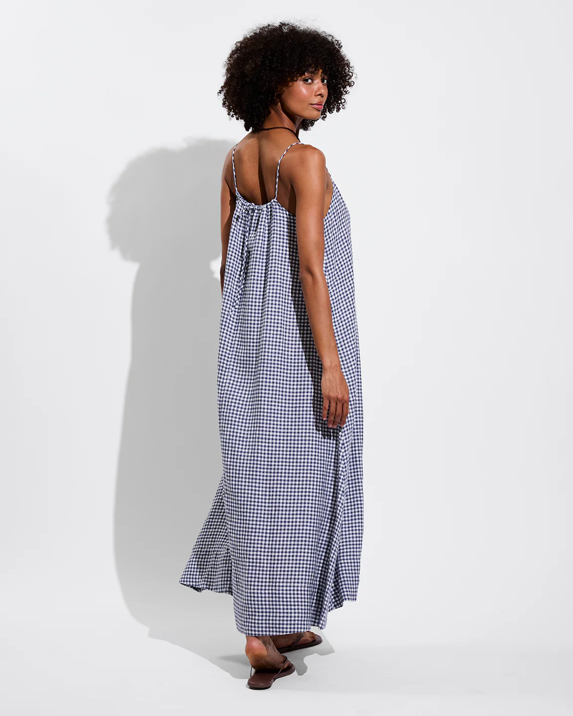 Leisure Maxi Dress - Gingham: Varsity / Coconut - Image 6