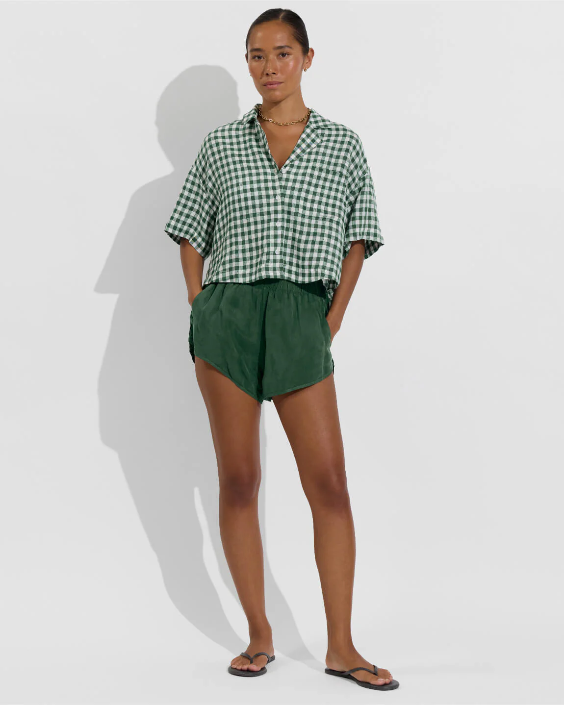 Leisure Shirt - Gingham: Tropics / Coconut - Image 2